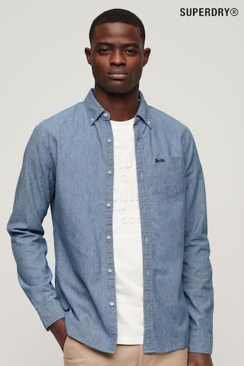 Superdry Blue Cotton Long Sleeved Oxford Shirt (N46729) | £45