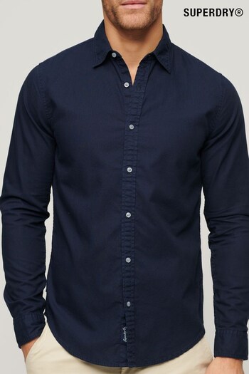 Superdry Blue Overdyed Cotton Long Sleeved Shirt (N46773) | £50