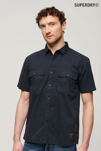 Superdry Blue Military Short Sleeved Shirt (N46774) | £50