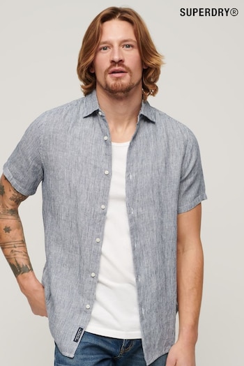 Superdry Grey Studios Casual Linen Short Sleeved Shirt (N46775) | £55