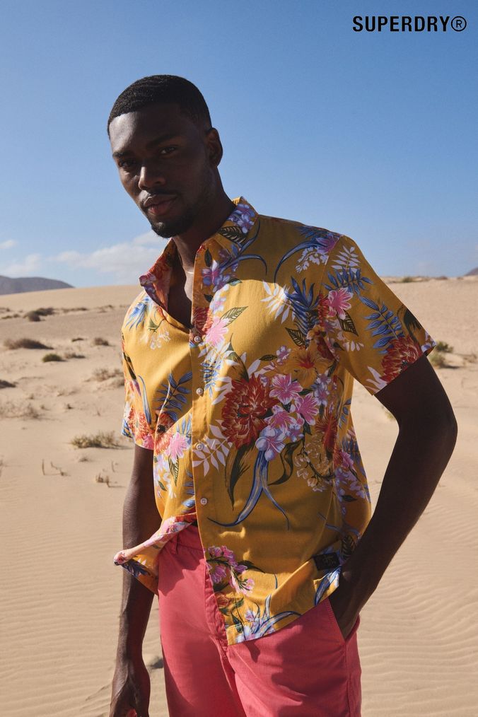 Mens yellow short sleeve dress shirt on sale