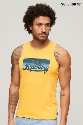 Superdry Yellow Cali Striped Logo Vest (N46782) | £25