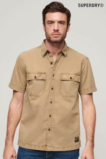 Superdry Brown Military Short Sleeved Shirt (N46789) | £50