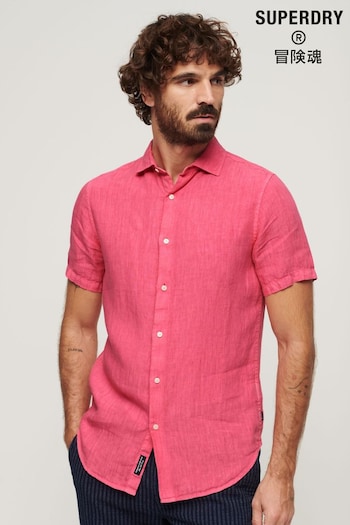 Superdry Pink Studios Casual Linen Short Sleeved Shirt (N46790) | £55