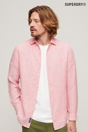 Superdry Pink Studios Casual Linen Long Sleeved Shirt (N46796) | £65