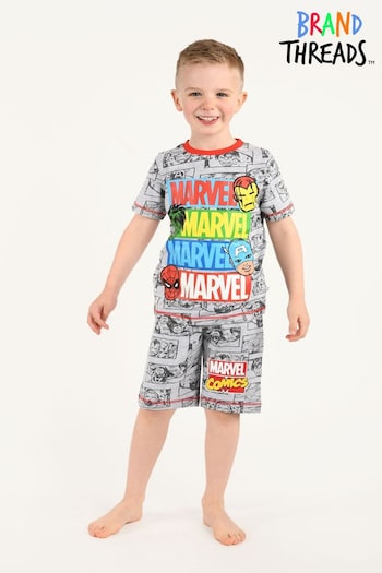 Brand Threads Grey Marvel Boys Short Pyjamas (N46907) | £16
