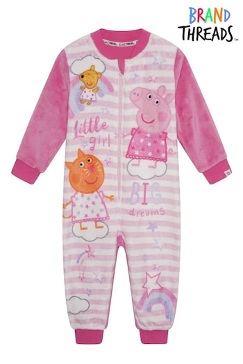 Brand Threads Pink Peppa Pig Girls Fleece Onesie (N46911) | £20