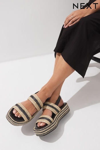 Monochrome Espadrille Flatform Sandals See (N46978) | £38