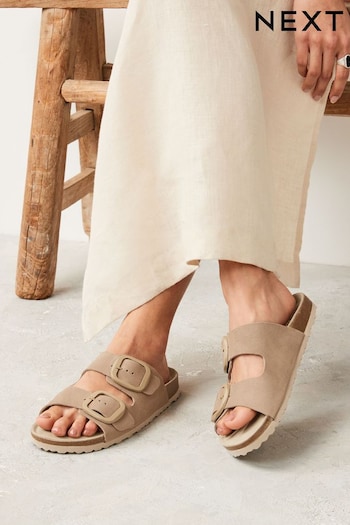Neutral Forever Comfort® Leather Double Strap Footbed Waterproof Sandals (N46981) | £26