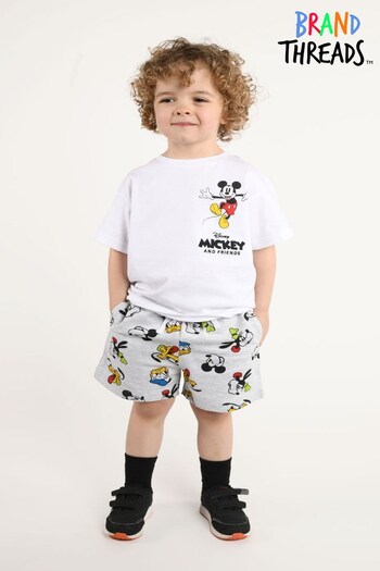 Brand Threads Grey Disney Mickey Mouse Boys BCI Cotton Daywear Set Ages 1-5 (N46988) | £16