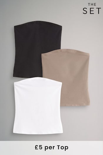 The Set Black/Nude/White 3 Pack Bandeau Tops (N47127) | £15