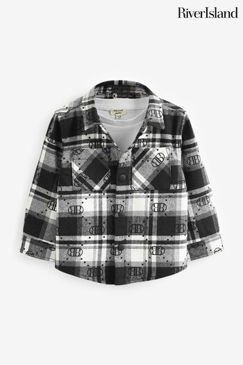 River Island Black sleeveless Printed Check Shirt (N47149) | £20