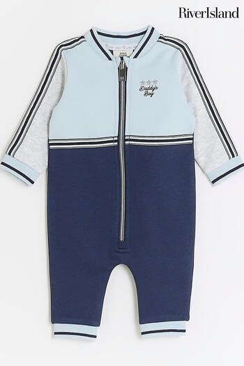 River Island Blue Baby Boys Colourblock Taped Bodysuit (N47156) | £22