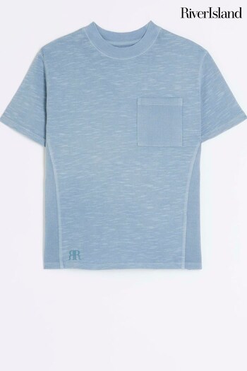 River Island Blue Boys Slub Waffle T-Shirt (N47170) | £8 - £10