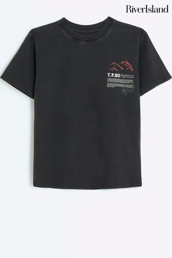 River Island Black Boys Black RWC Graphic T-Shirt (N47174) | £12