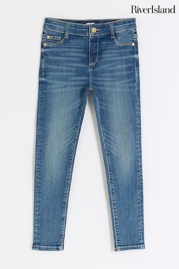 River Island Blue Girls Mid Wash Molly Jeans (N47177) | £18 - £26