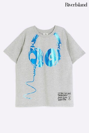 River Island Grey Boys Headphones Graphic T-Shirt (N47183) | £12 - £16