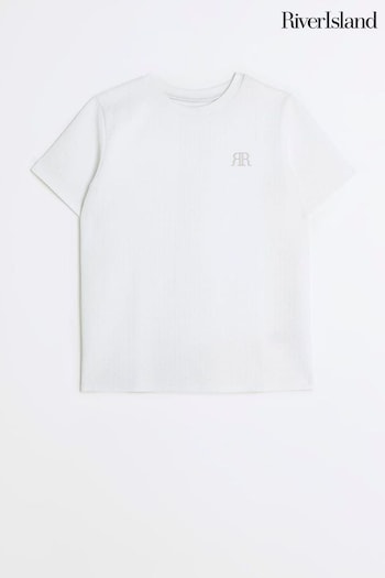 River Island White Boys Textured T-Shirt (N47196) | £16 - £18