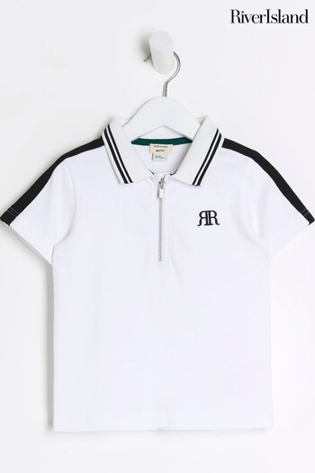River Island White Boys Taped Polo Shirt (N47198) | £15