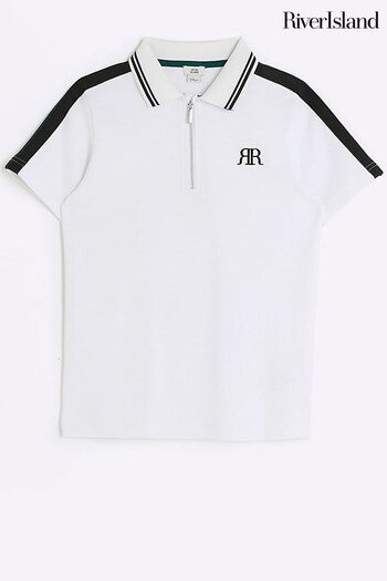 River Island White Boys Taped Polo Shirt (N47199) | £16 - £22