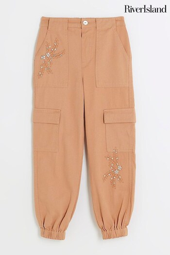 River Island Orange Girls Embellished Cargo Trousers (N47206) | £27