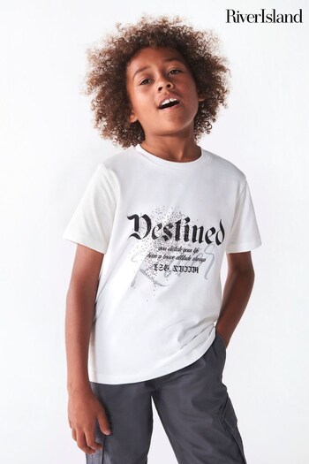 River Island White Dolce Destined Boys T-Shirt (N47220) | £12 - £16