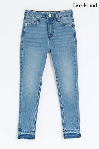 River Island Blue floral-print Denim Let Down Hem Skinny Jeans (N47224) | £18 - £26