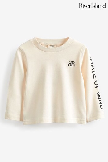 River Island Cream Milo Arm Graphic T-Shirt (N47225) | £8