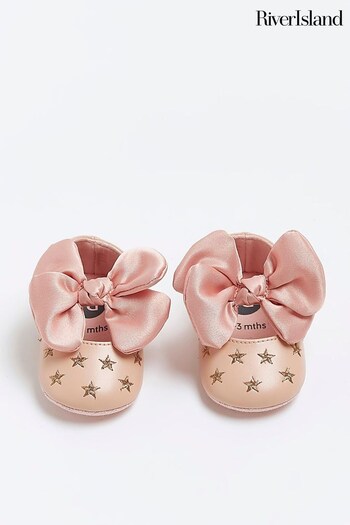 River Island Pink Baby Girls Star Bow Shoes (N47247) | £12