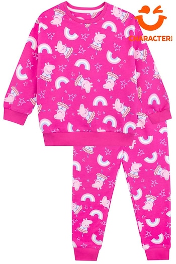 Character Pink Peppa Pig Rainbow Aop Sweatshirt and Joggers Set (N47259) | £25