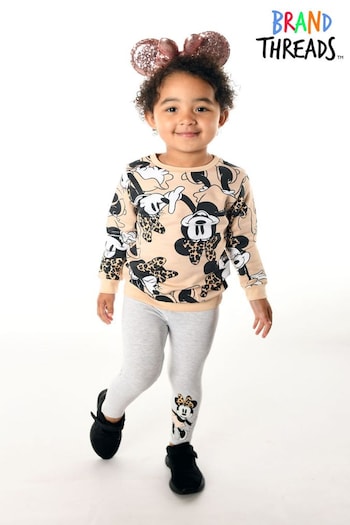 Brand Threads Grey Disney Minnie Mouse Cotton Jumper and White Legging Set Age 1-5 Years (N47275) | £18