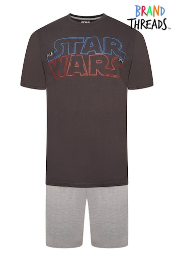Brand Threads Grey Star Wars Mens Short Pyjama Set (N47285) | £18