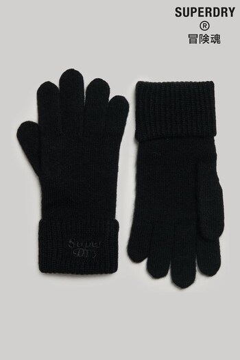 Superdry Black Ribbed Knitted Gloves (N47321) | £20