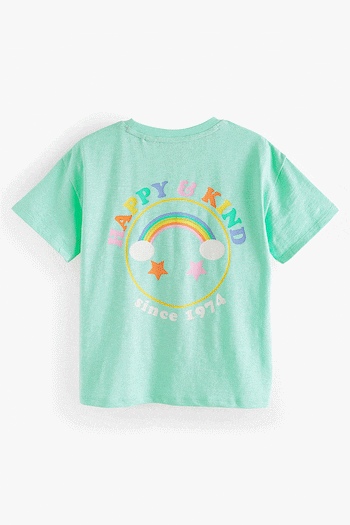 Little Bird by Jools Oliver Turquoise Blue Short Sleeve Colourful Oversized T-Shirt (N47360) | £12 - £15