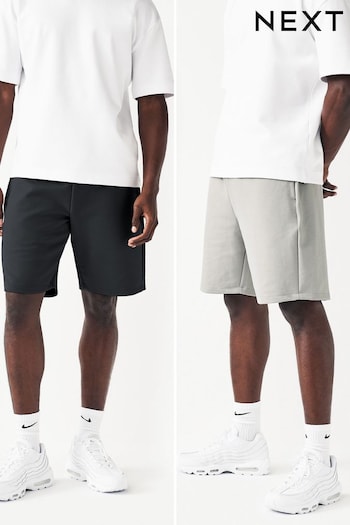 Black/Grey 2 Pack Zip Pocket Jersey Shorts franges (N47402) | £40