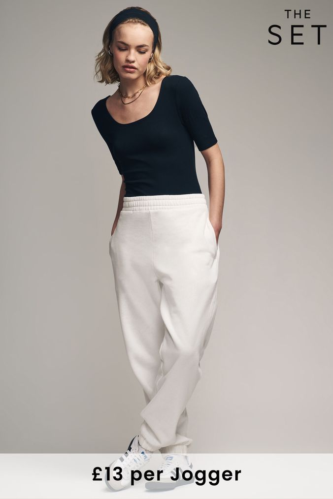 Womens white cuffed joggers on sale