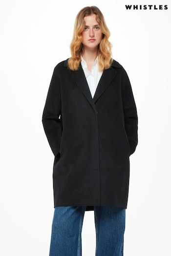 Whistles Julia Wool Double Faced Black Coat (N47432) | £299
