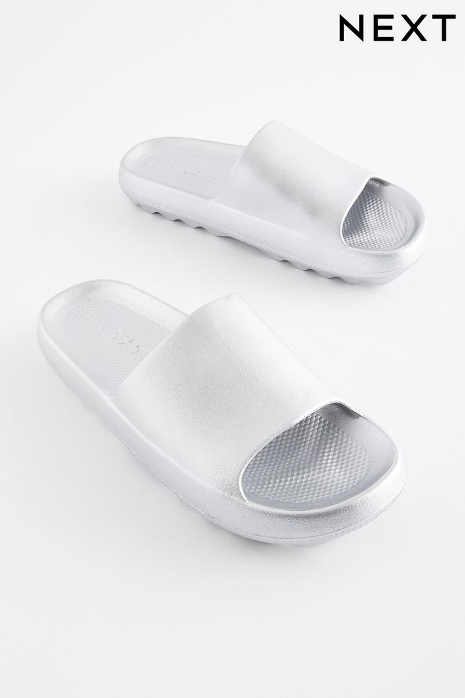 Womens silver sliders online