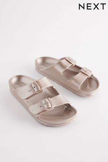 Rose Gold EVA Double Strap Flat Slider converse Sandals With Adjustable Buckles (N47448) | £18