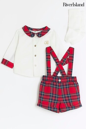 River Island Red Check Baby tements Shirt and Short Set (N47501) | £27