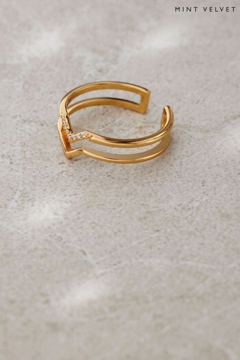 Mint Velvet Gold Plated Chevron Ring (N47539) | £39