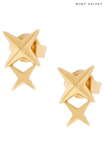 Mint Velvet Gold Plated Double Star Studs (N47556) | £32