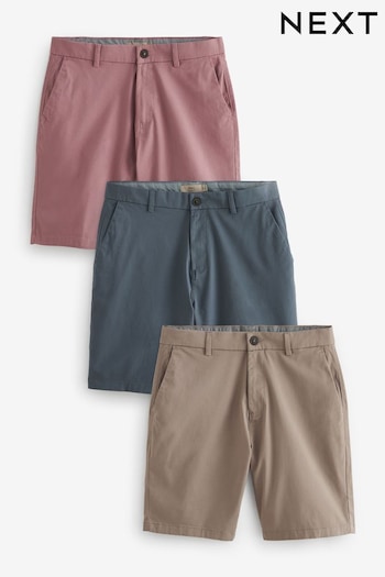 Mid Blue/Pink/Dark Stone Straight Stretch Chinos Denim Shorts 3 Pack (N47619) | £52