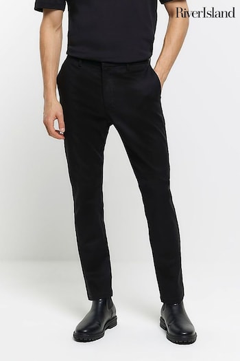 River Island Black Slim Fit Stretch Smart Chino Trousers loose (N48113) | £35