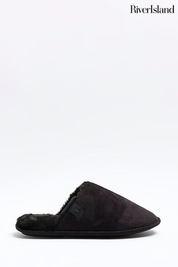 River Island Black Mule Slippers (N48121) | £20