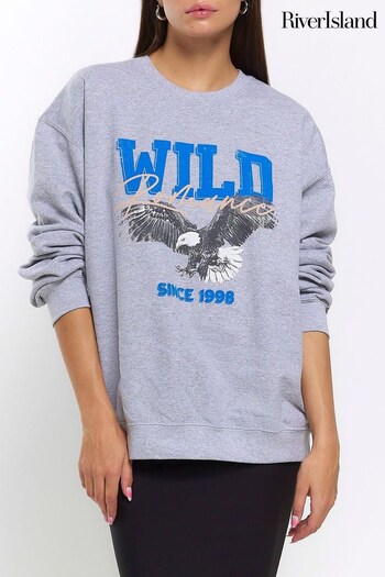 River Island Grey Wild Graphic Sweatshirt (N48127) | £35