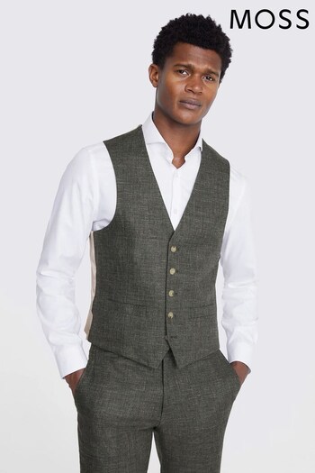 MOSS Tailored Fit Grey Linen Waistcoat (N48180) | £100