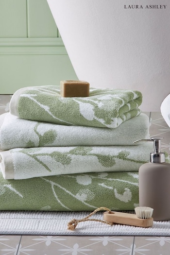 Laura Ashley Green Hedgerow Green Pussy Willow Towel (N48184) | £15 - £48