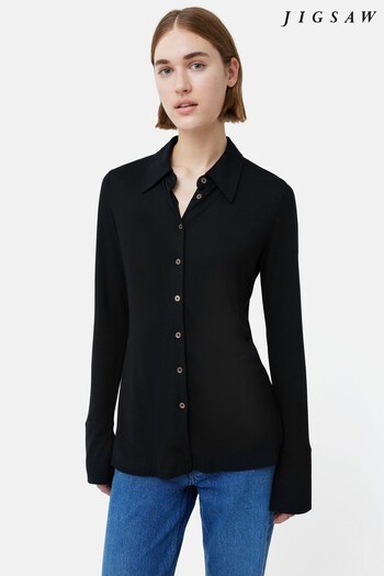 Jigsaw Crepe Jersey Black Shirt (N48266) | £120