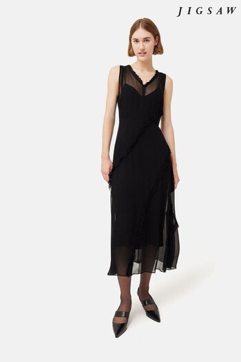 Jigsaw Sleeveless Crinkle Black Dress (N48287) | £195